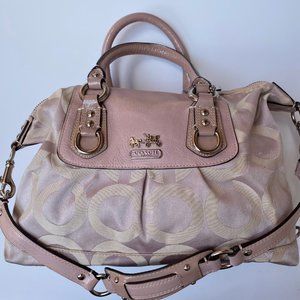 Blush Monogram Coach Satchel